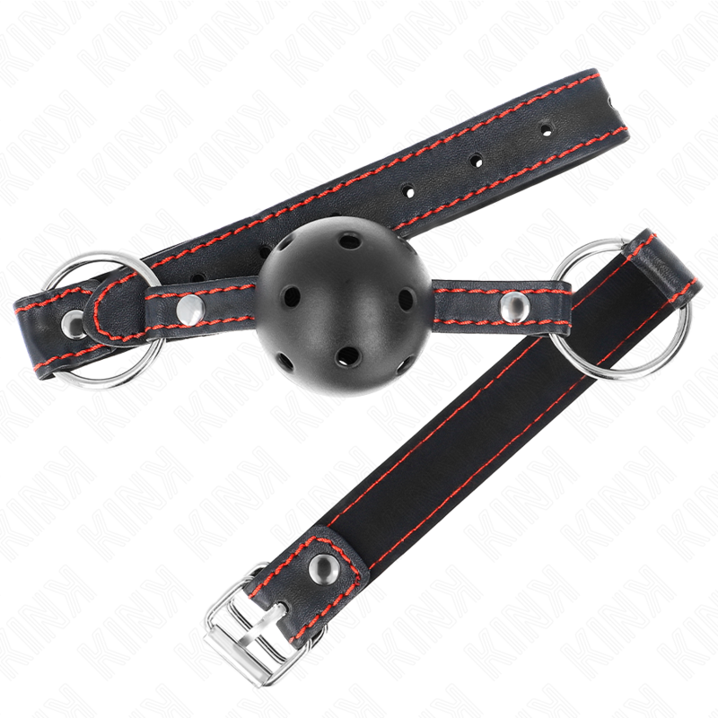 img_188945_e85a8b43aac2718c3295185d9c7eac87_1 KINK - HOLLOW HARD BLACK BALL GAG MODEL 2 65 x 2.5 CM - Image 2