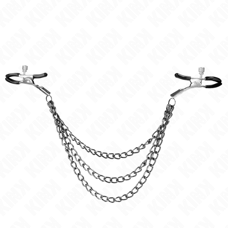img_189009_aa60bbcc32583dfa00fbe296c2d4a78e_1 KINK - NIPPLE CLAMPS WITH 3 CHAINS BLACK 20/23/28 CM - Image 2