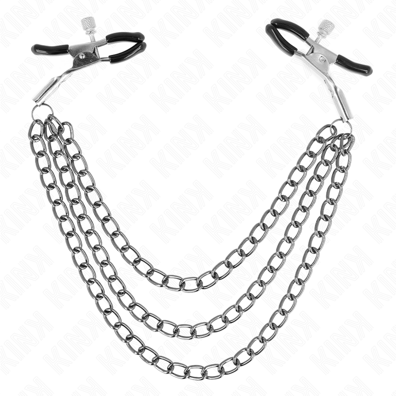 img_189010_6d1f83a4ebae5ad1a33105d39ab6e5f1_1 KINK - NIPPLE CLAMPS WITH 3 CHAINS BLACK 20/23/28 CM - Image 1
