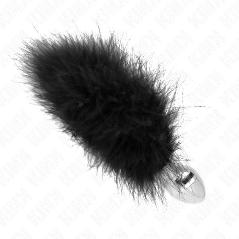 img_189027_36b0b5342bffdab7b8a4fc2c69514d01_1 KINK - STAINLESS STEEL ANAL PLUG 11 x 7 CM WITH FEATHER 11 CM - Image 1