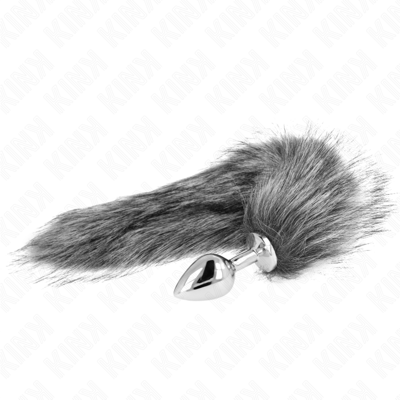 img_189057_b47f4e3d7fbf1375611790efc9e26ae2_1 KINK - ANAL PLUG SIZE M 8 X 3.5 CM WITH SYNTHETIC TAIL 40 CM GREY - Image 1