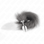 KINK - ANAL PLUG SIZE M 8 X 3.5 CM WITH SYNTHETIC TAIL 40 CM GREY AND WHITE - Image 2