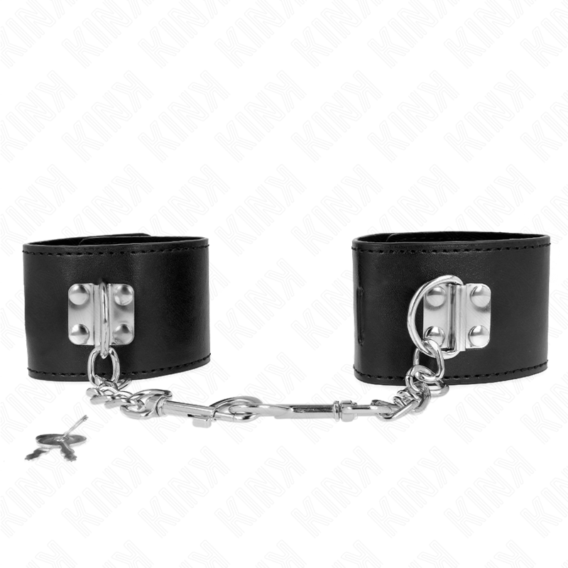 img_189207_4e59f88e4d13a4ba2439b6cb83190589_1 KINK - WRIST RESTRAINTS WITH PADLOCK CLOSURE BLACK ADJUSTABLE 16-23 CM X 5.5 CM - Image 1