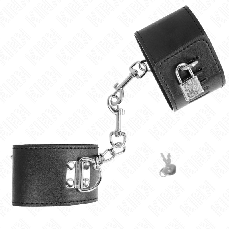 img_189208_8e61f3885fd6d5909eb78a671eccba47_1 KINK - WRIST RESTRAINTS WITH PADLOCK CLOSURE BLACK ADJUSTABLE 16-23 CM X 5.5 CM - Image 2