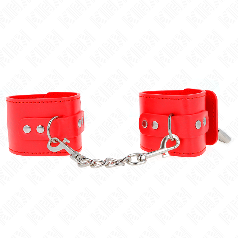img_189211_d3a302b31621814c41227dabaf669865_1 KINK - WRIST RESTRAINTS WITH PADLOCK CLOSURE RED ADJUSTABLE 16-23 CM X 5.5 CM - Image 1