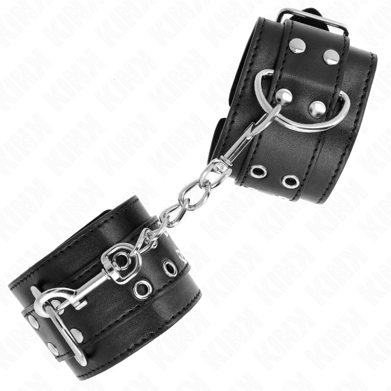 img_189220_d3cc7f52c3e0a08546783d1e32b2a172_1 KINK - DOUBLE BUCKLE WRIST RESTRAINTS BLACK ADJUSTABLE 19-26 CM - Image 2