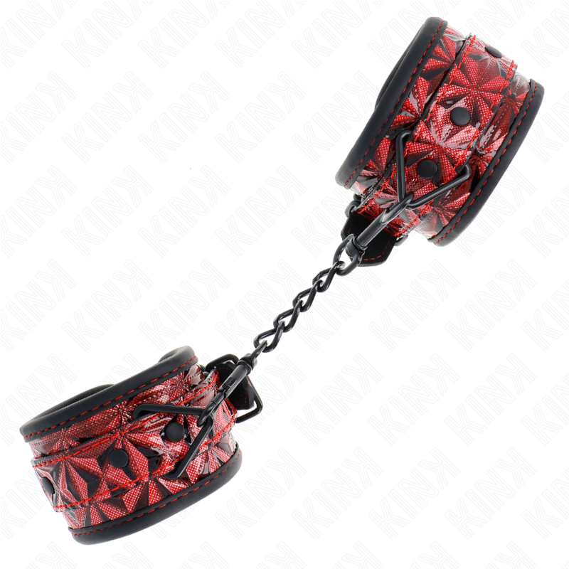 img_189233_af6c9b6cce2e163dd60b196216dfaa32_1 KINK - DIAMOND PATTERN WRIST RESTRAINTS DARK RED ADJUSTABLE 17-26 CM X 5.5 CM - Image 2
