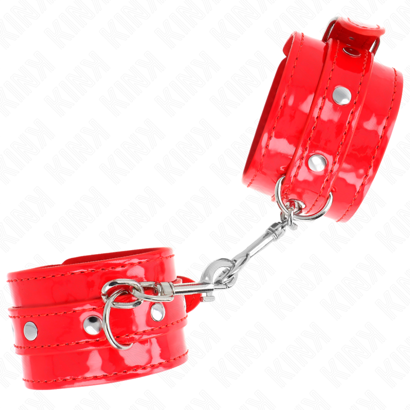 img_189235_7c66620c172280c5653fe9345e997abb_1 KINK - SHINY HAND CUFFS RED ADJUSTABLE 23-33 CM - Image 2