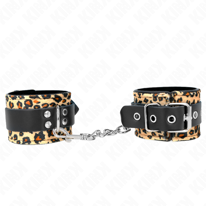 img_189247_6bc29a2ed1be8fb6d03a755e56972f46_1 KINK - LEOPARD REAL LEATHER WRIST RESTRAINT ADJUSTABLE 18-29 CM X 5.5 CM - Image 1