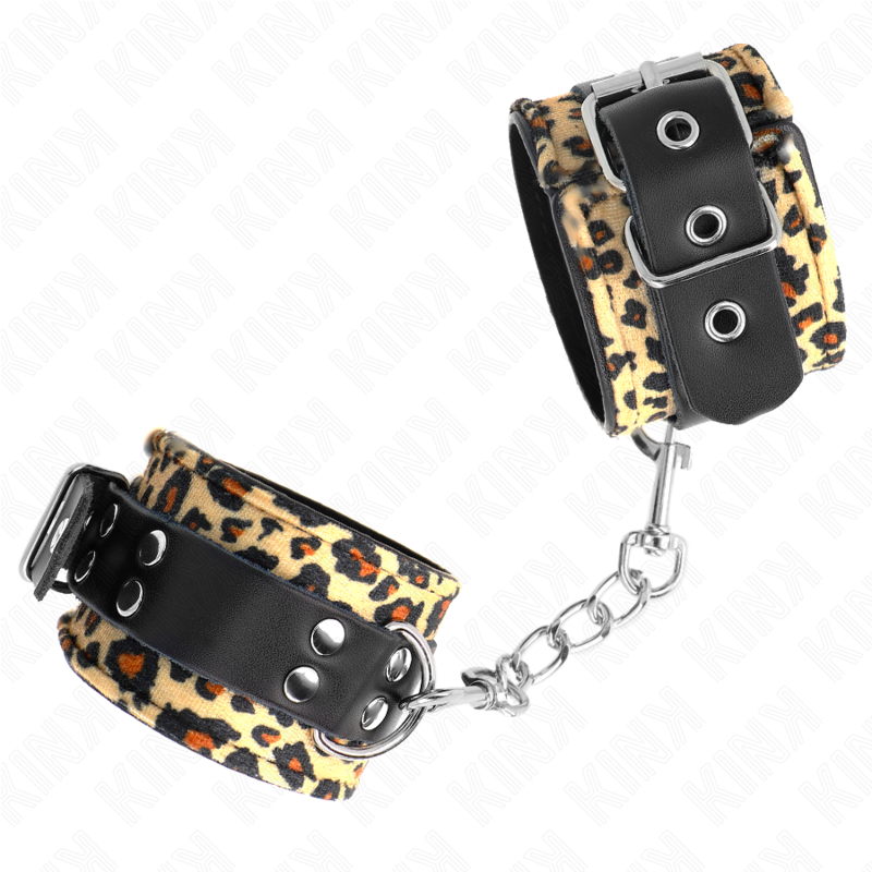 img_189248_fa462b8dfd5dfcbd5391b5e8580274f1_1 KINK - LEOPARD REAL LEATHER WRIST RESTRAINT ADJUSTABLE 18-29 CM X 5.5 CM - Image 2