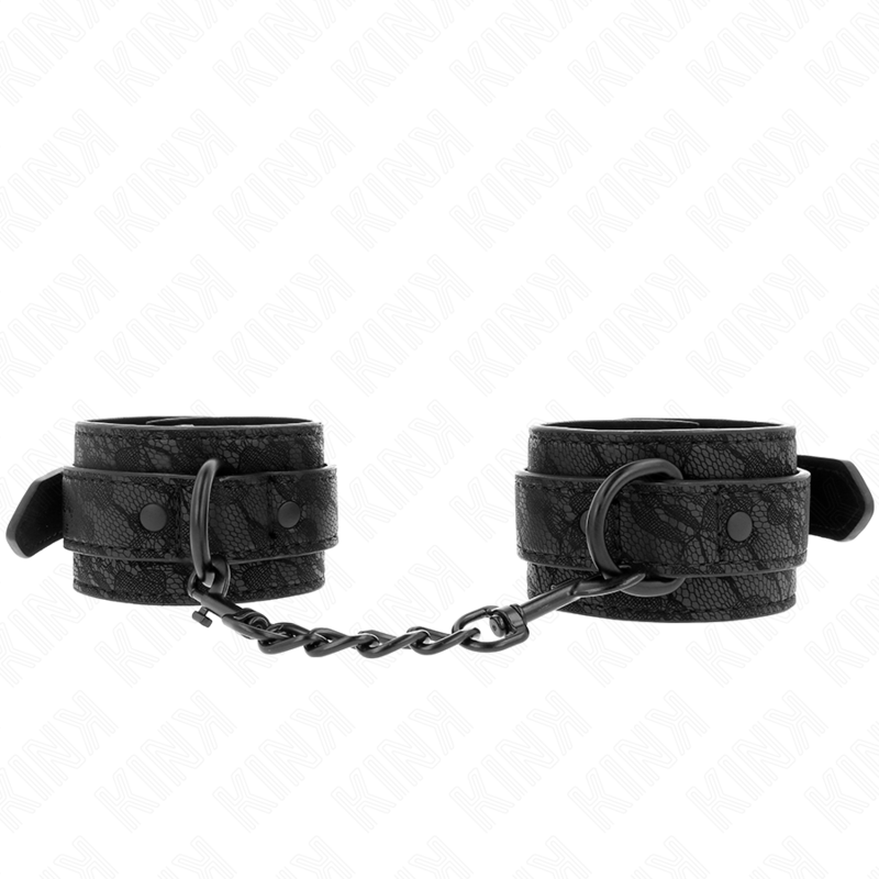 img_189251_cf55824ab3fff4119f9067d6cc2c8ac1_1 KINK - DARK LACE COVERED WRIST CUFFS ADJUSTABLE BLACK 19-26 CM - Image 1