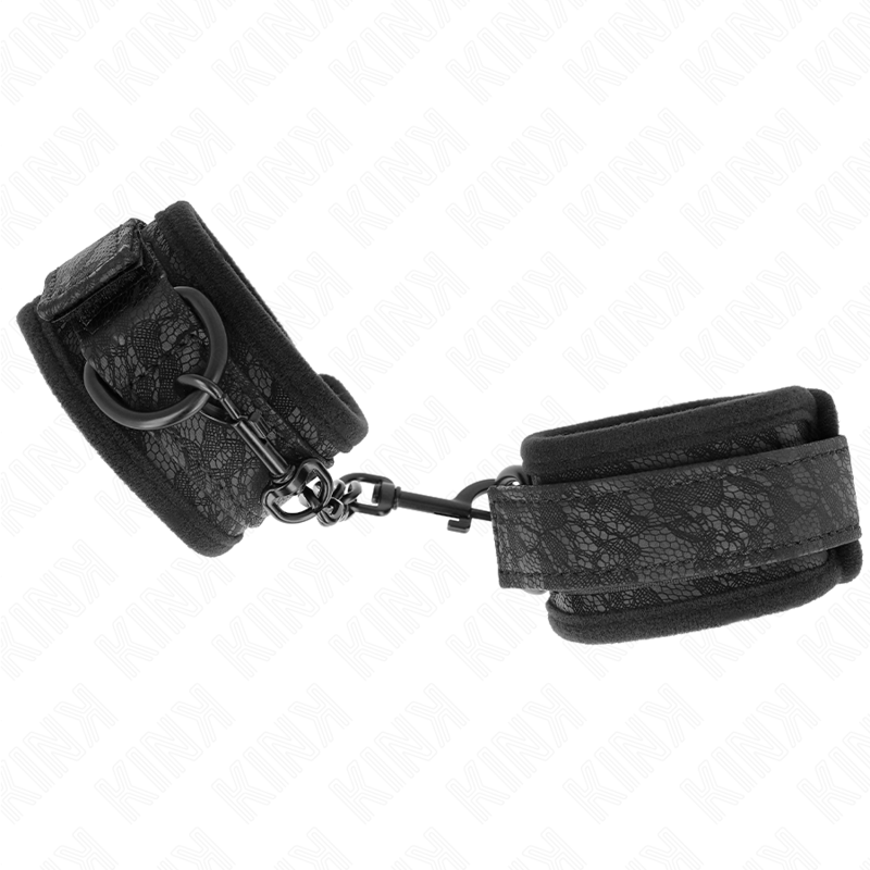 img_189255_35d36712b6fec360d11cf925526e4cb7_1 KINK - DARK LACE COVERED WRIST CUFFS NEOPRENE ADJUSTABLE BLACK 20-29 CM X 5 CM - Image 2