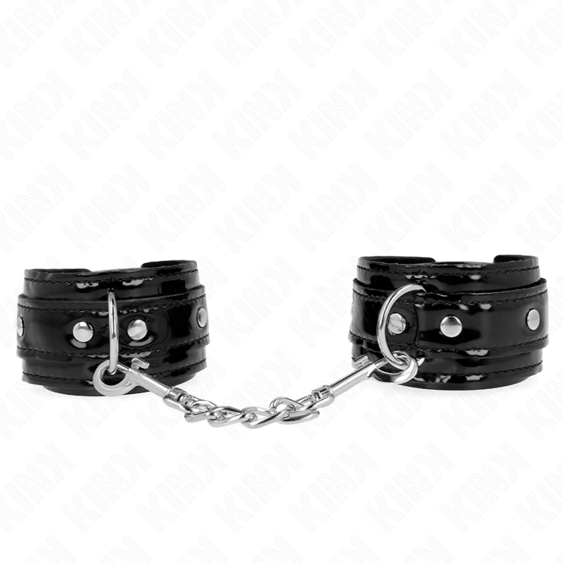 img_189264_af6de23825827c828802a34018b3f00a_1 KINK - SHINY NEOPRENE WRIST CUFFS ADJUSTABLE 17-24 CM X 4.5 CM - Image 1