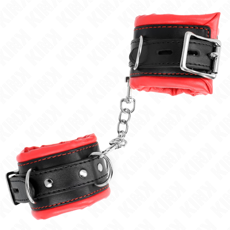 img_189292_fe014ddc0f230a191490f6414a3bb5d8_1 KINK - HEAVY WRIST RESTRAINTS WITH RED FUR LINED ADJUSTABLE 20-30 CM X 6 CM - Image 2