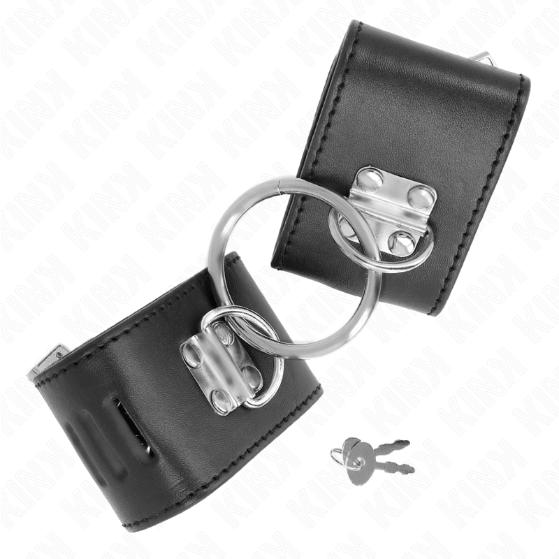img_189303_bfb4989962fee8a195a39d04f2ce3d65_1 KINK - FIXED WRIST RESTRAINTS WITH RING AND PADLOCK CLOSURE BLACK ADJUSTABLE 16-23 CM X 5.5 CM - Image 2