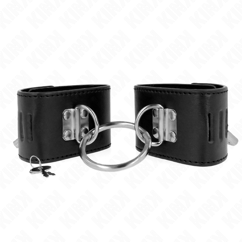 img_189306_cebaa5773b6d43740ac5e2ada7f3d8dd_1 KINK - FIXED WRIST RESTRAINTS WITH RING AND PADLOCK CLOSURE BLACK ADJUSTABLE 16-23 CM X 5.5 CM - Image 1