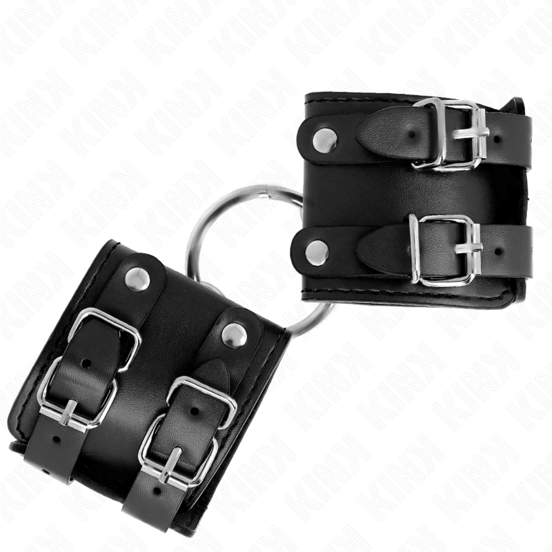 img_189308_9c8d098f081457796d8c611fe37589c6_1 KINK - FIXED WRIST RESTRAINTS WITH RING AND STUDS ADJUSTABLE BLACK 17-22 CM X 6.5 CM - Image 2