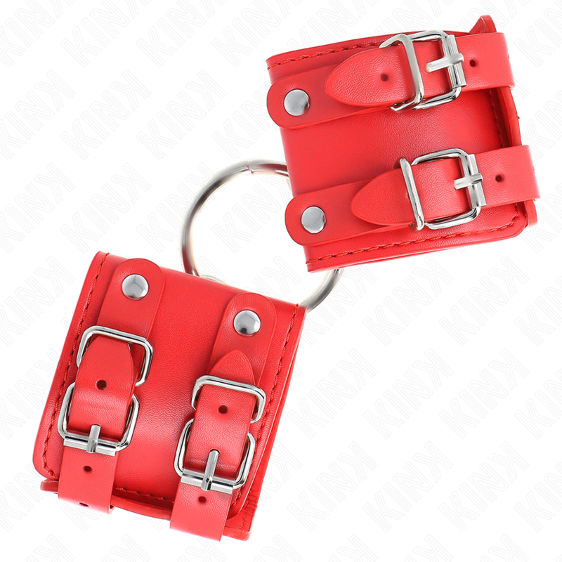 img_189311_994d7e523a802e4e7281a684de5f66f5_1 KINK - FIXED WRIST RESTRAINTS WITH RING AND STUDS ADJUSTABLE RED 17-22 CM X 6.5 CM - Image 2