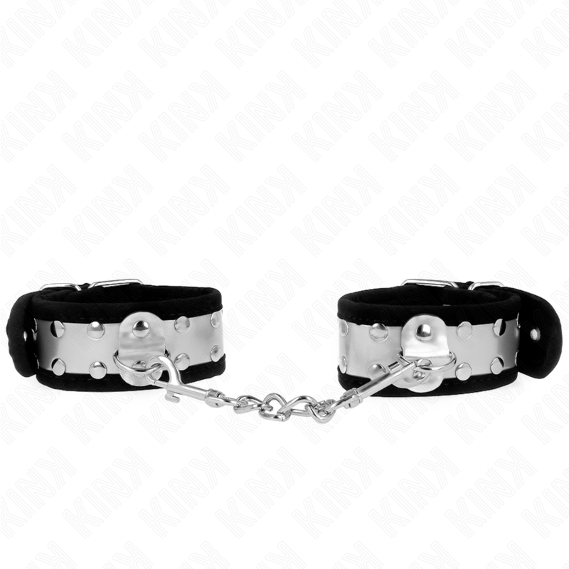 img_189327_1f0f2daaefdfc15683155183d83764e6_1 KINK - THIN WRIST RESTRAINTS BLACK / SILVER 30 X 4 CM - Image 1