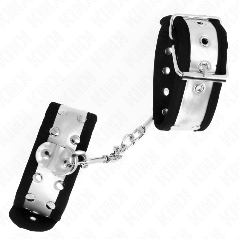 img_189328_5d4525ea18f49e791337c00a3314f29e_1 KINK - THIN WRIST RESTRAINTS BLACK / SILVER 30 X 4 CM - Image 2