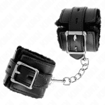 KINK - FUR LINED WRIST RESTRAINTS WITH SQUARE HOLES BLACK AND BLACK BELT ADJUSTABLE 17-29 CM X 6 CM - Image 2