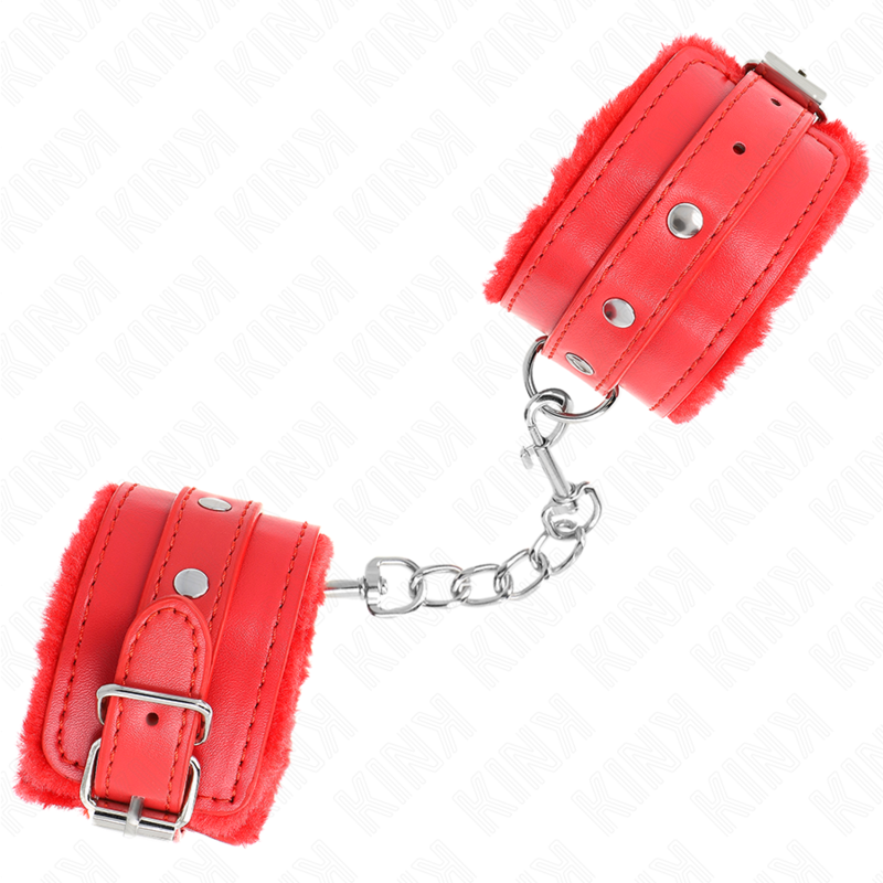 img_189382_0ddac78db74fafd92ed2b3516c118f00_1 KINK - PREMIUM FUR LINED WRIST RESTRAINTS RED WITH RED BELT ADJUSTABLE 17-29 CM X 6 CM - Image 2