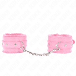 KINK - PREMIUM FUR LINED WRIST RESTRAINTS PINK WITH PINK BELT ADJUSTABLE 17-29 CM X 6 CM