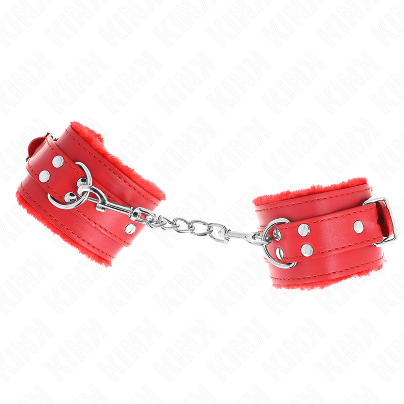 img_189392_688f257408acd59be1fa855fbeb0a37b_1 KINK - FUR LINED WRIST RESTRAINTS RED WITH RED BELT ADJUSTABLE 17-29 CM X 6 CM - Image 2