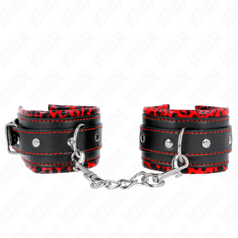 img_189395_0bcab93d668a34f340a5faab20762372_1 KINK - FUR LINED WRIST RESTRAINTS RED / BLACK ADJUSTABLE 17-29 CM X 6 CM - Image 1