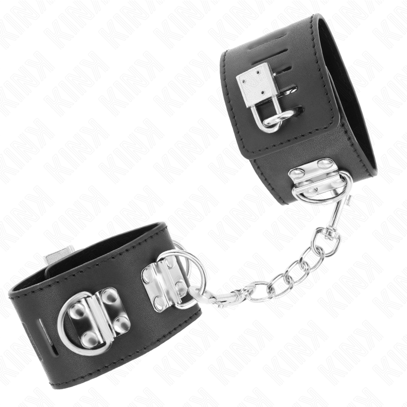 img_189422_65ae8ea9d05ded06c5ab40e3ca58fa68_1 KINK - MULTIPOSITION WRIST RESTRAINTS WITH PADLOCK CLOSURE BLACK ADJUSTABLE 16-23 CM X 5.5 CM - Image 2