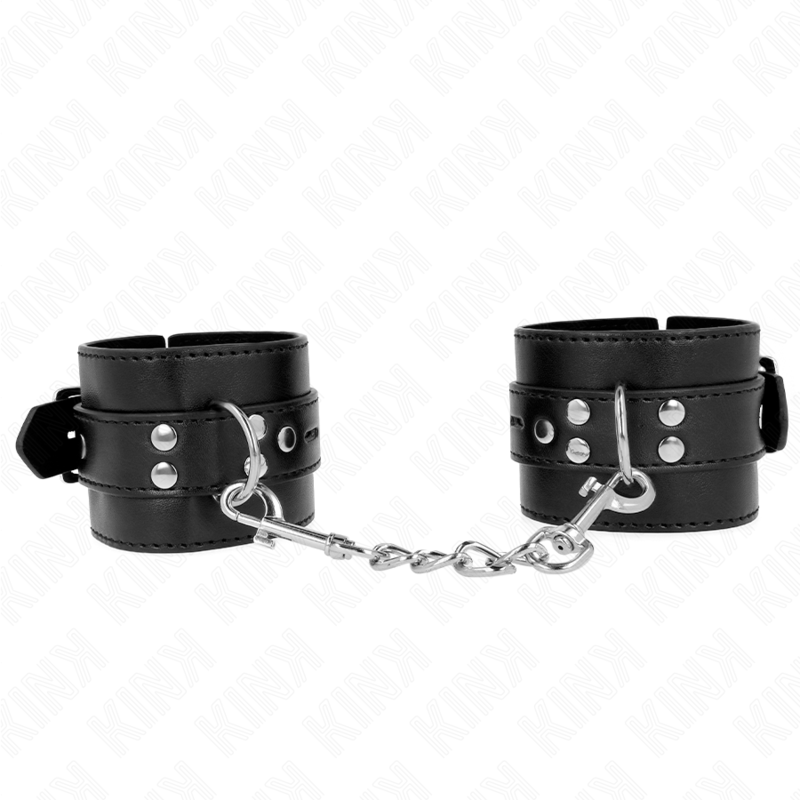 img_189427_ee130a7b057ffe9c0cae9cab1ee6d7fa_1 KINK - WRIST RESTRAINTS BLACK WITH BLACK BELT ADJUSTABLE 17-28 CM X 6 CM - Image 1