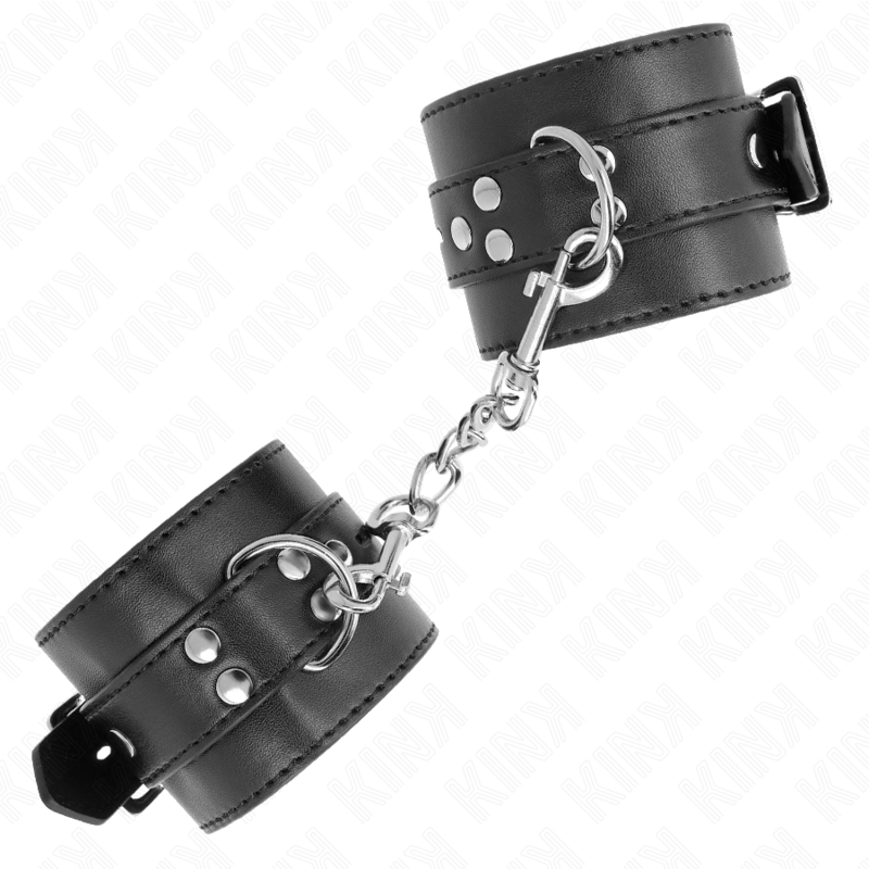 img_189428_756539986d1bc0187b9fde533b590f48_1 KINK - WRIST RESTRAINTS BLACK WITH BLACK BELT ADJUSTABLE 17-28 CM X 6 CM - Image 2