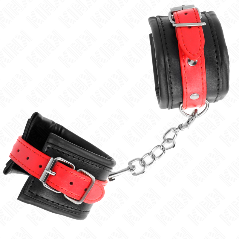img_189432_94fd057fce472548a241771f92ffc0a9_1 KINK - WRIST RESTRAINTS BLACK WITH RED BELT ADJUSTABLE 17-28 CM X 6 CM - Image 2