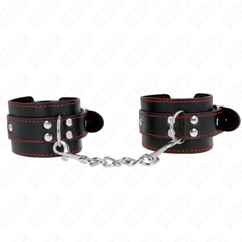 img_189435_83af82144807388582abb8d93a08e0b0_1 KINK - WRIST RESTRAINTS BLACK WITH RED LINING ADJUSTABLE 20-28 CM X 5.5 CM - Image 1