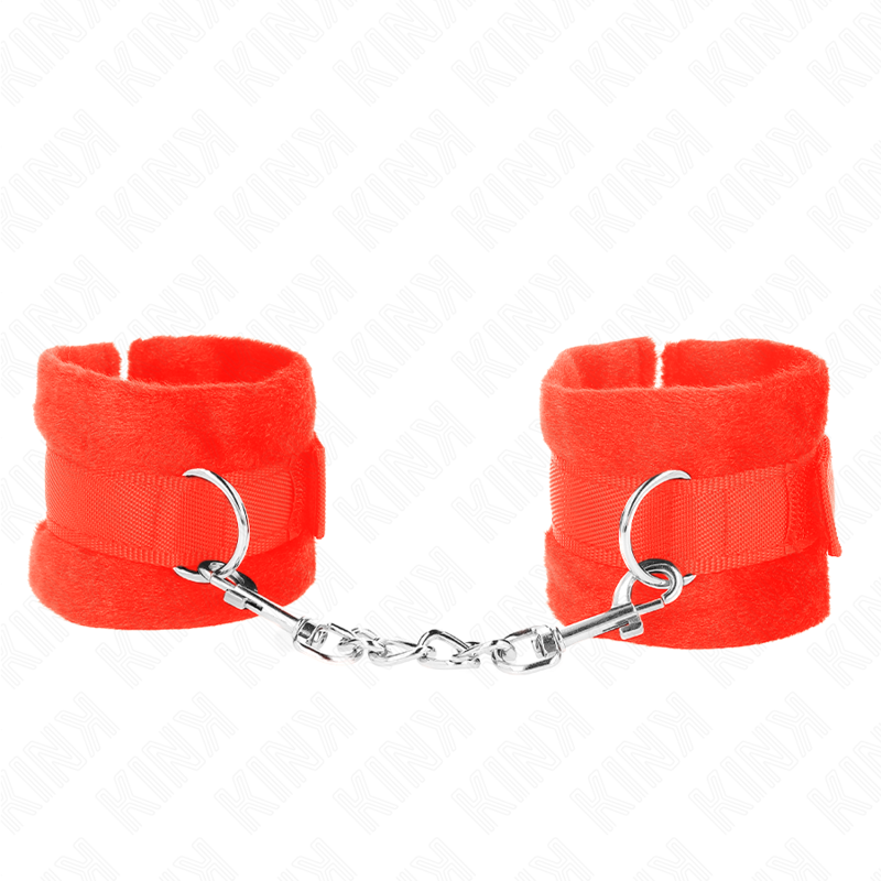 img_189493_571a070a01c3bbbe908fb5da172075c6_1 KINK - BEGINNER FUR HAND CUFFS RED 30 X 7 CM - Image 1
