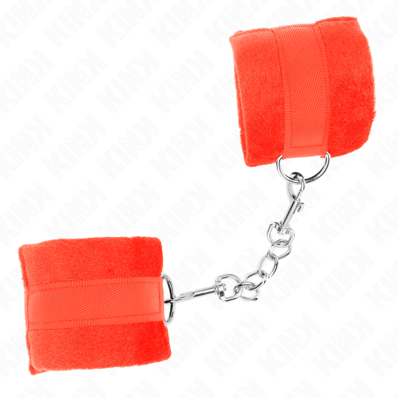 img_189494_86a2d2143548fa035b48df421f10856e_1 KINK - BEGINNER FUR HAND CUFFS RED 30 X 7 CM - Image 2