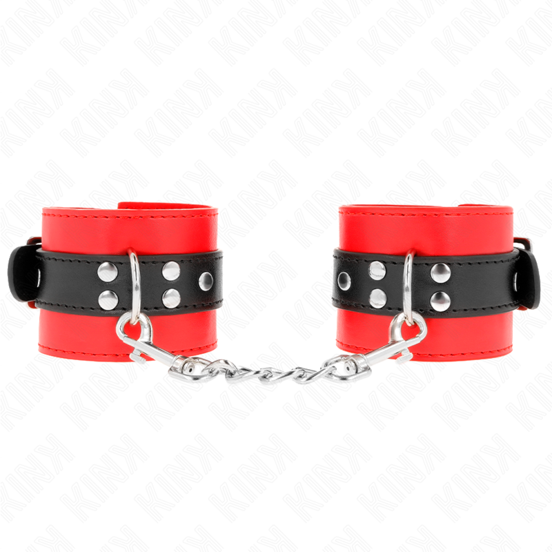 img_189505_1b2573c7c0cc87bf6edd9cdff76fc716_1 KINK - WRIST RESTRAINTS RED WITH BLACK BELT ADJUSTABLE 17-28 CM X 6 CM - Image 1