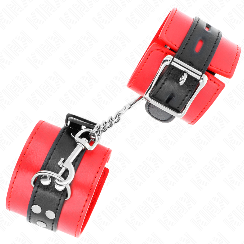 img_189506_e4985130b642ddb571cb37f71ee810e6_1 KINK - WRIST RESTRAINTS RED WITH BLACK BELT ADJUSTABLE 17-28 CM X 6 CM - Image 2
