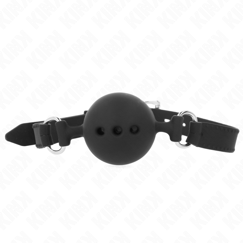 img_189534_904421a8fd54ef97e6f56c5965505670_1 KINK - FULL SILICONE GAG 55 x 2 CM WITH 4.5 CM BALL SIZE M BLACK ADJUSTABLE 35-51 CM - Image 1