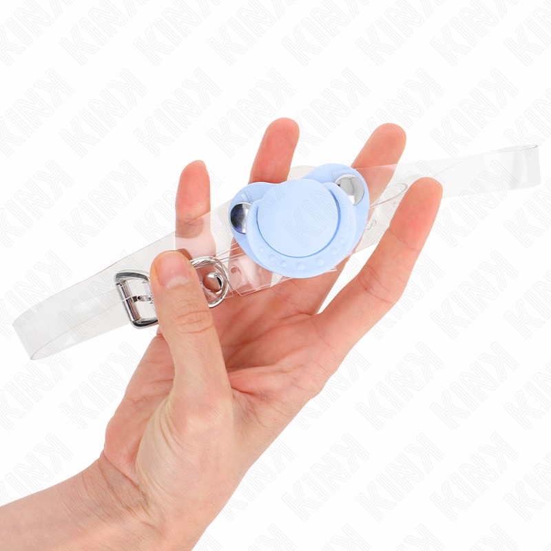img_189548_9233e79da9ade980ef7e6bc9ae2582e0_1 KINK - LIGHT BLUE PACIFIER SHAPED GAG 5.5 x 4 CM ADJUSTABLE 43-60 CM - Image 2