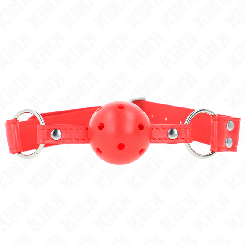 img_189628_7a6ae37a04bbaf505c2ca2a2439d8637_1 KINK - COMPLETE RED HOLLOW HARD BALL GAG 62 x 2 CM - Image 1
