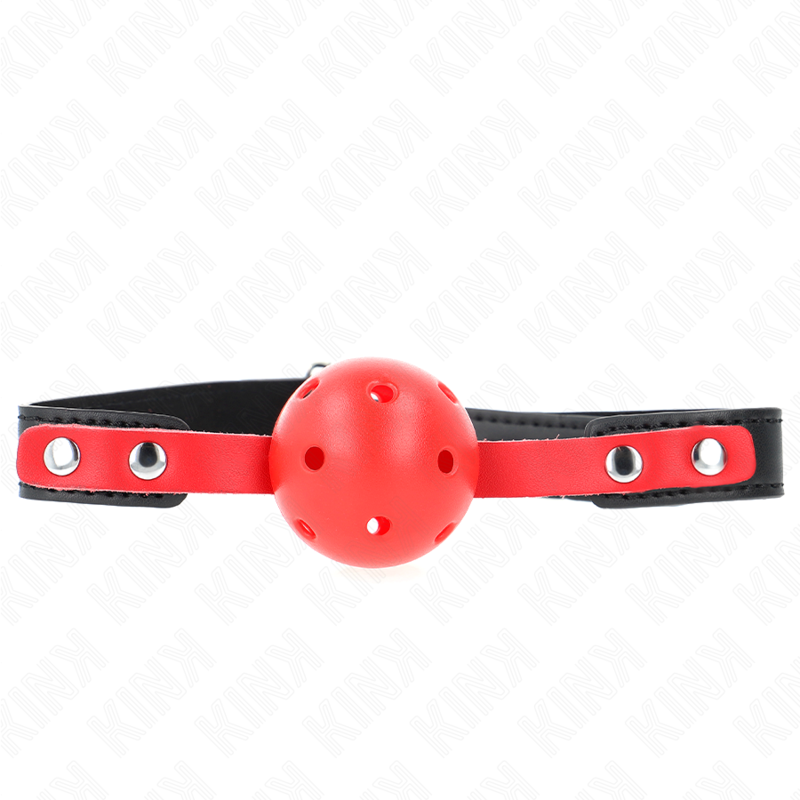 img_189673_eac8c6cbbb8cc9343e2f5f09c914840b_1 KINK - RED HOLLOW HARD BALL 4 CM GAG BLACK STRAP 60 x 2 CM ADJUSTABLE 37-52 CM - Image 2