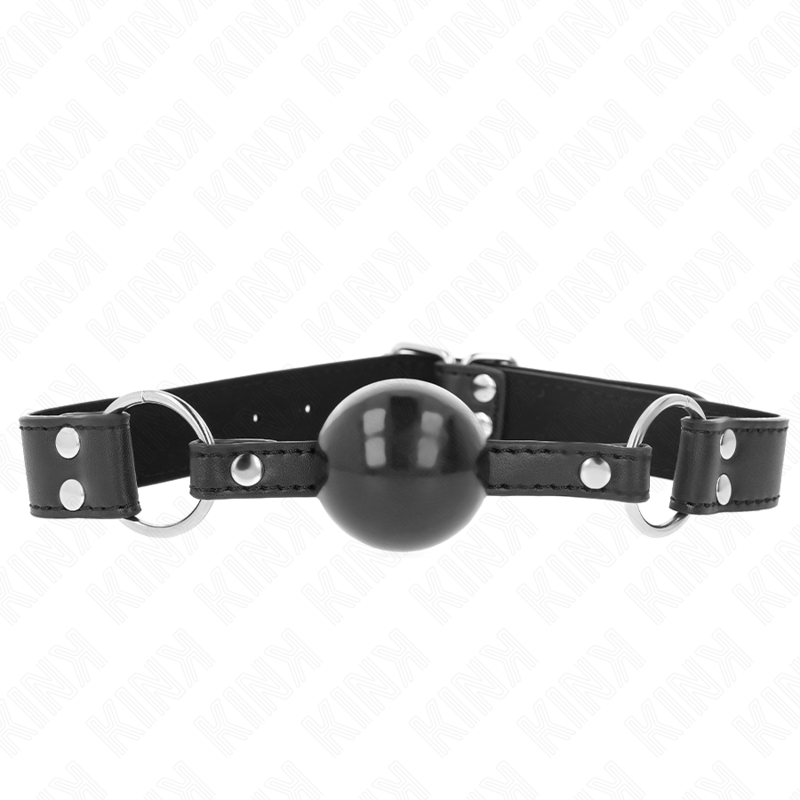 img_189676_c313ec2e2a948a9fbd817d0afd25f960_1 KINK - SOFT AND SOLID BALL 4 CM GAG WITH LEATHERETTE STRAP 62 x 2.5 CM ADJUSTABLE 42-58 CM - Image 1