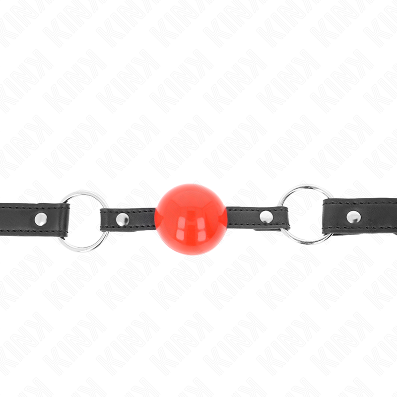 img_189696_a848f1fd35c96b6c9a59c311eaf7da52_1 KINK - BALL 4 CM GAG WITH LOCK RED BALL BLACK STRAP 60 x 2 CM - Image 1