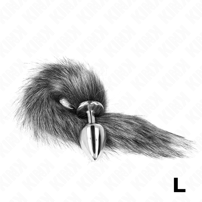 img_190198_6e9f6a7b533a8d3bc2f6ce84a2685830_1 KINK - ANAL PLUG SIZE L 10 X 4 CM WITH SYNTHETIC TAIL 40 CM GREY - Image 2