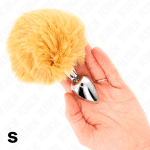 KINK - STAINLESS STEEL PLUG 7 x 3 CM WITH BEIGE FAUX FUR RABBIT TAIL 8 CM - Image 2