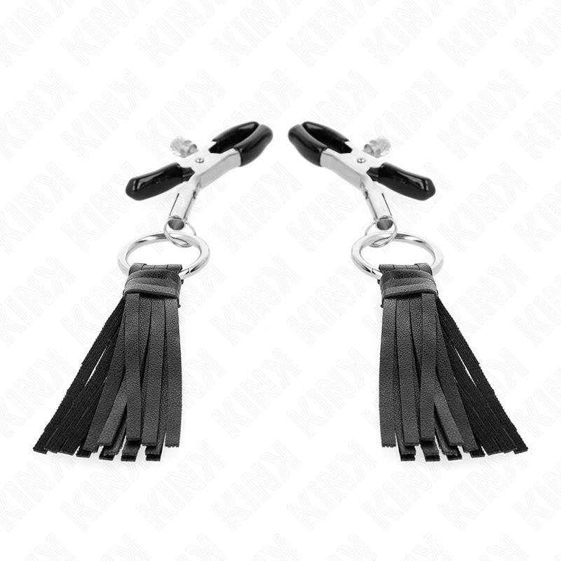 img_190234_a40928baee905774c4fdeec13f45f9d7_1 KINK - LEATHERETTE TASSEL NIPPLE CLAMPS 6 CM - Image 1