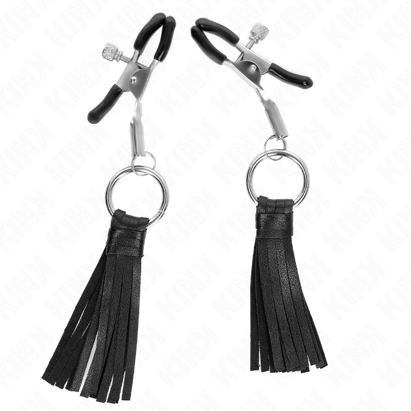 img_190235_70b61098de166dc37c4547fb81b4efc7_1 KINK - LEATHERETTE TASSEL NIPPLE CLAMPS 6 CM - Image 2
