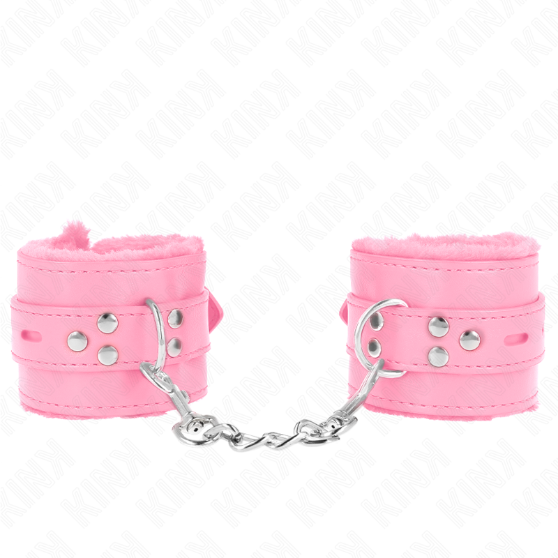 img_190500_9f6e69e80156b1a11e29f3fec1e179ca_1 KINK - FUR LINED WRIST RESTRAINTS WITH SQUARE HOLES PINK AND PINK BELT ADJUSTABLE 17-29 CM X 6 CM - Image 1