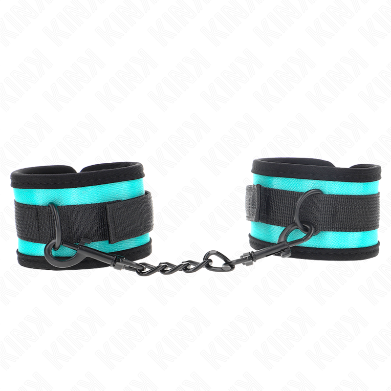 img_190512_50e1e3863a8239c4f57e1bc0a7db0502_1 KINK - HOOK AND LOOP NYLON BIND WRIST RESTRAINTS BLACK-BLUE ADJUSTABLE 18-32 CM X 5 CM - Image 1